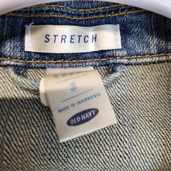 Vintage Y2K Old Navy Jean Denim Jacket Size S Distressed Stone Wash Peplum 2000s - Picture 14 of 15